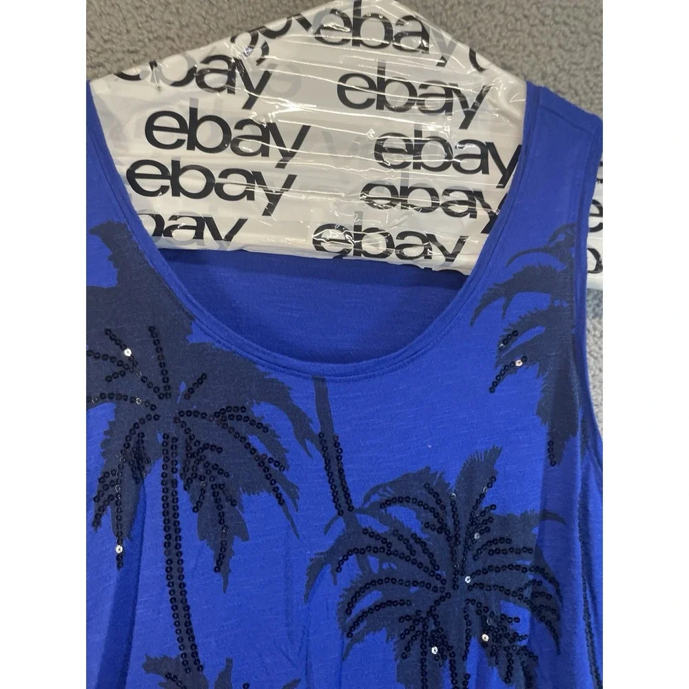 Apt‎ 9 Top Womens Large Shirt Sleeveless Tank Blouse BluePrint Work